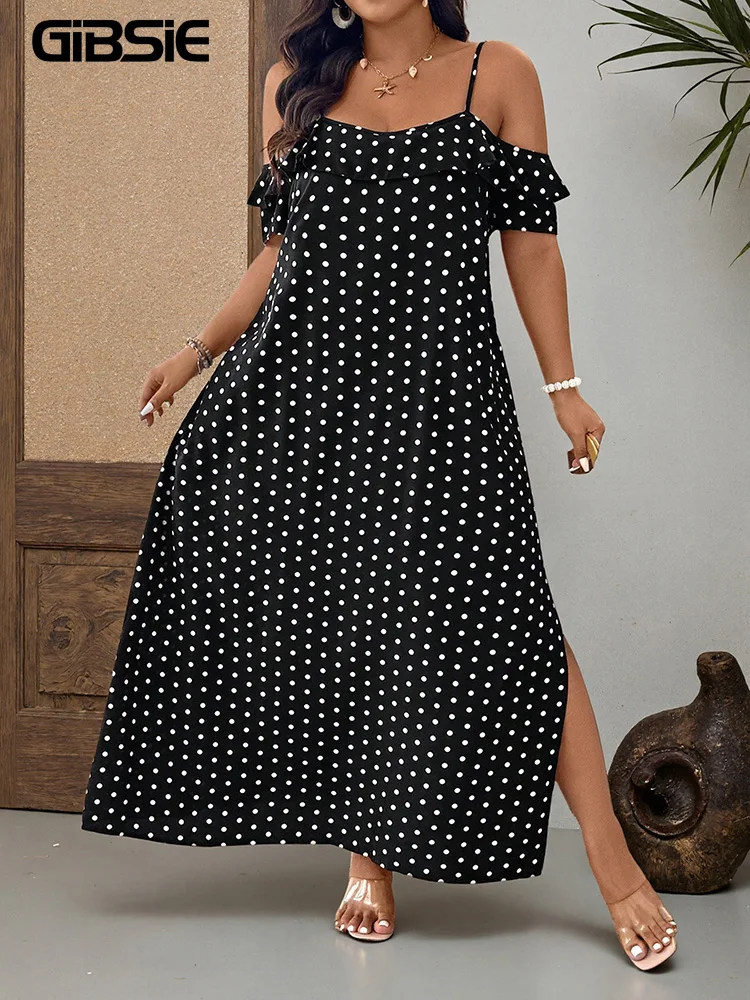 GIBSIE Plus Size Polka Dot Ruffle Trim Cami Dress Women Summer 2026 New Retro Boho Beach Slit Casual Vacation Long Dresses
GIBSIE Plus Size Polka Dot Ruffle Trim Cami Dress Women Summer 2026 New Retro Boho Beach Slit Casual Vacation Long Dresses