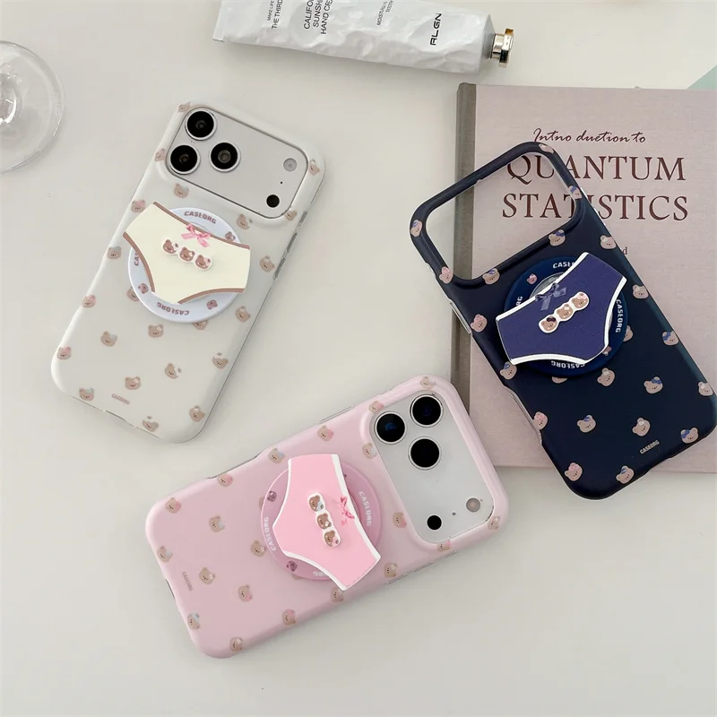 Cute Bear Print Magnetic Phone Case With Underwear Stand Shockproof Cover For iPhone 17 16 15 14 Pro Max fashion iPhone case 17p
Cute Bear Print Magnetic Phone Case With Underwear Stand Shockproof Cover For iPhone 17 16 15 14 Pro Max fashion iPhone case 17p