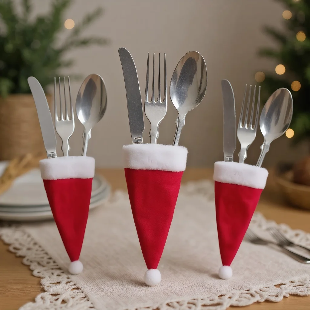 Festive Santa Hat Utensil Decor – Cute Christmas Cutlery Accessories for Table Setting | Perfect for Holiday Parties
Festive Santa Hat Utensil Decor – Cute Christmas Cutlery Accessories for Table Setting | Perfect for Holiday Parties