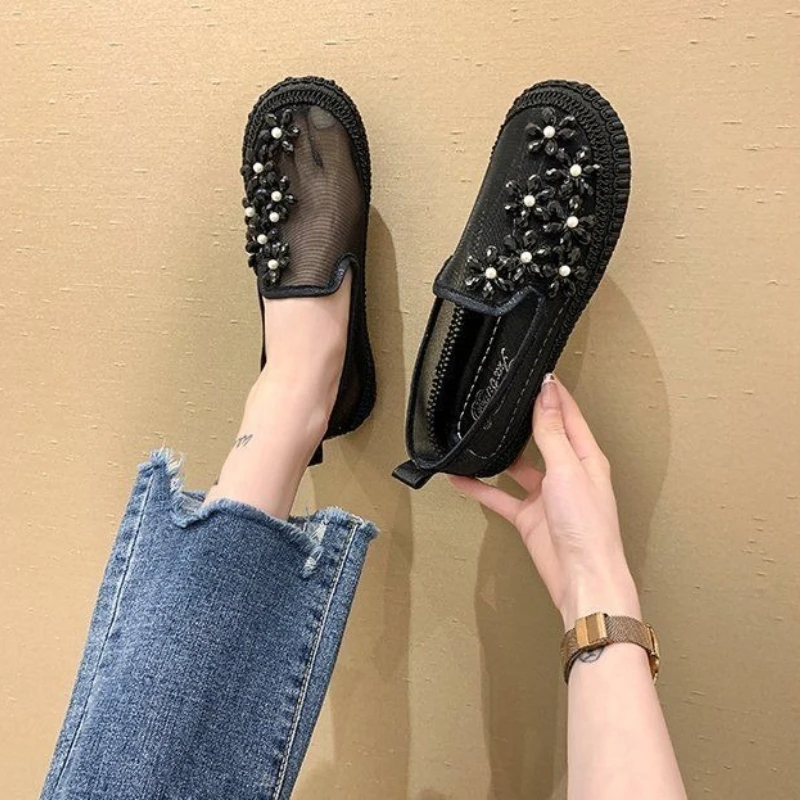 2026 New Women Rhinestone Fisherman Shoes Summer Flat Bottom Korean Style Slip on Casual Mesh Breathable Loafers
2026 New Women Rhinestone Fisherman Shoes Summer Flat Bottom Korean Style Slip on Casual Mesh Breathable Loafers