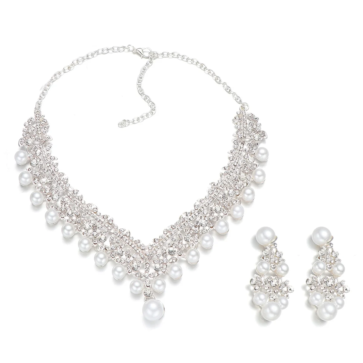 Bridal Necklace Earrings Set Pearl Rhinestone Elegant Design Wedding Jewelry Accessory Lightweight Glittering Engagement Jewelry
Bridal Necklace Earrings Set Pearl Rhinestone Elegant Design Wedding Jewelry Accessory Lightweight Glittering Engagement Jewelry