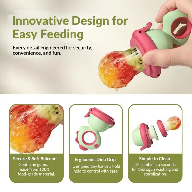 Utlra Safe Silicone Baby Food Feeder with Dinosaur Design for Easy Use
Utlra Safe Silicone Baby Food Feeder with Dinosaur Design for Easy Use