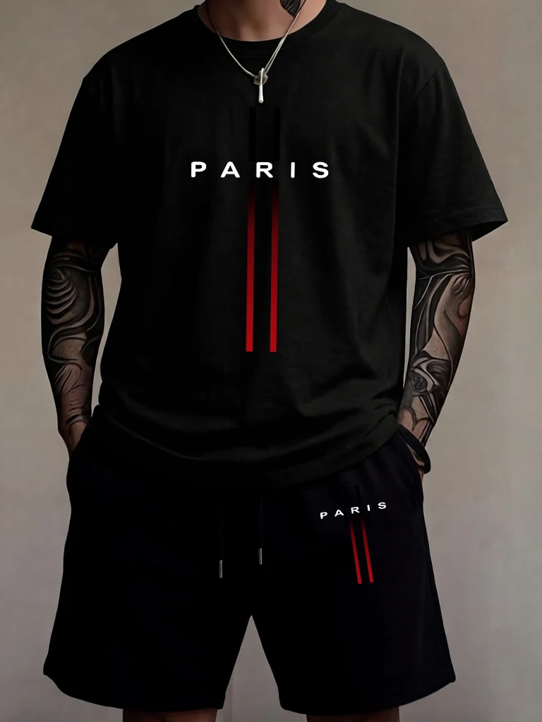 Paris Letter Creative Pattern Men Cotton Loose Short Sleeve Suit Classic Sport Street T-Shirt Fitnes Summer Tees & Shorts
Paris Letter Creative Pattern Men Cotton Loose Short Sleeve Suit Classic Sport Street T-Shirt Fitnes Summer Tees & Shorts