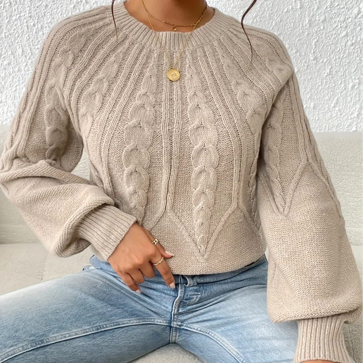 Women Knit Lantern Sleeve Sweaters Round Neck Thick Warm Jumpers Pullovers Vintage Splice Solid Sweater Casual Autumn Regular
Women Knit Lantern Sleeve Sweaters Round Neck Thick Warm Jumpers Pullovers Vintage Splice Solid Sweater Casual Autumn Regular