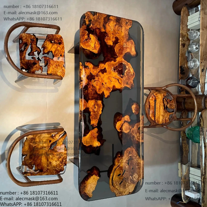 Rectangular solid wood modern dining table - durable, waterproof, environmentally friendly, multi-purpose assembly