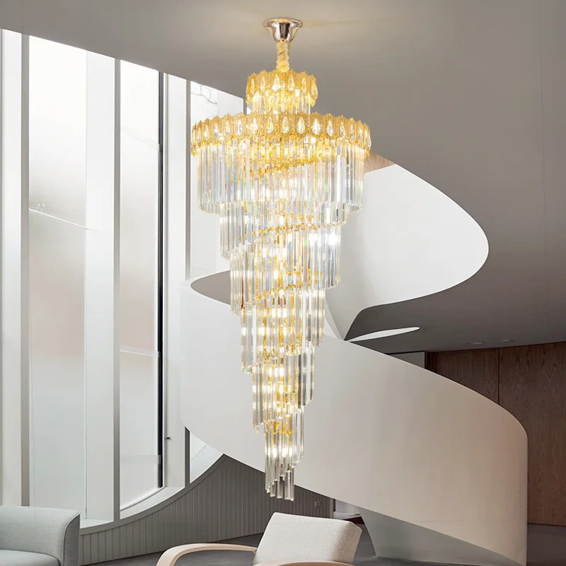 Luxury Crystal Chandeliers Villa Loft Duplex Attic Living Room Lighting Indoor Decor Home Long Ceiling Pendant Lights Fixtures
Luxury Crystal Chandeliers Villa Loft Duplex Attic Living Room Lighting Indoor Decor Home Long Ceiling Pendant Lights Fixtures