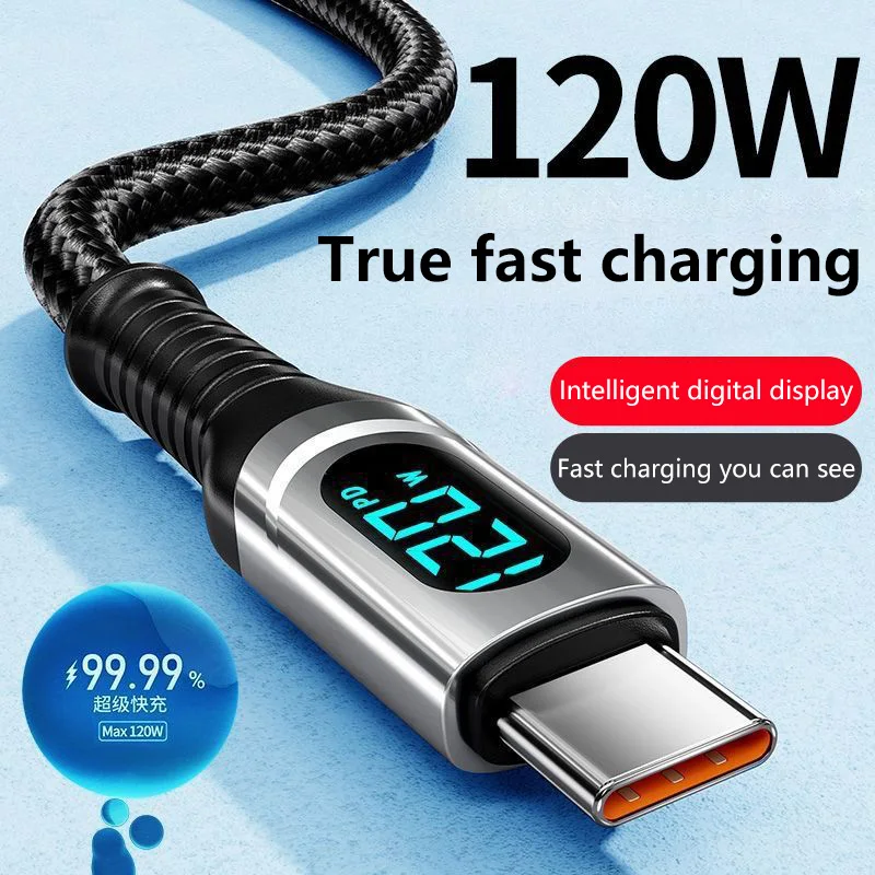 120W USB Type C Cable Fast Charging USB C Charger Cord For iPhone 15 14 13 12 Huawei Xiaomi with Led Digital Display Cable
120W USB Type C Cable Fast Charging USB C Charger Cord For iPhone 15 14 13 12 Huawei Xiaomi with Led Digital Display Cable