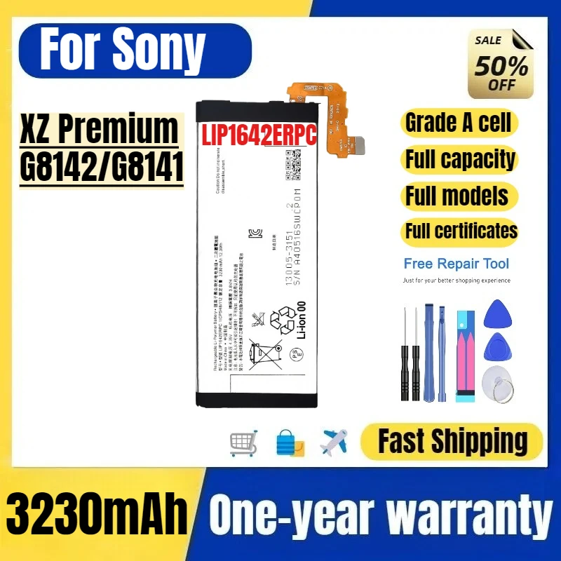 LIP1642ERPC for Sony XZ Premium/G8142/G8141 Phone Battery High Quality High Capacity Replacement Bateria Grade A Cell with Tools
LIP1642ERPC for Sony XZ Premium/G8142/G8141 Phone Battery High Quality High Capacity Replacement Bateria Grade A Cell with Tools