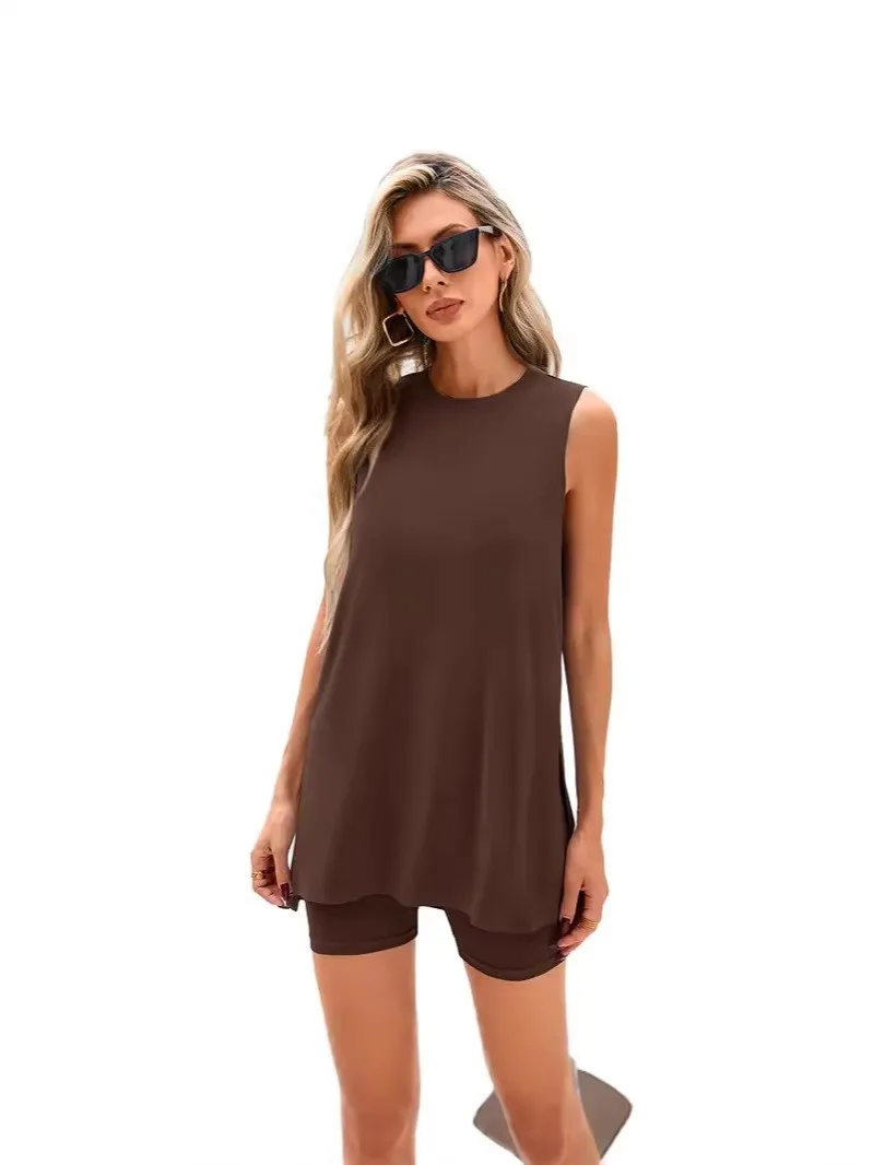Summer Women Pajamas Shorts Sleeveless Top Loose Fit Short Pants Two Piece Set Casual Shorts High Waist Side Slit Lounge Shorts
Summer Women Pajamas Shorts Sleeveless Top Loose Fit Short Pants Two Piece Set Casual Shorts High Waist Side Slit Lounge Shorts