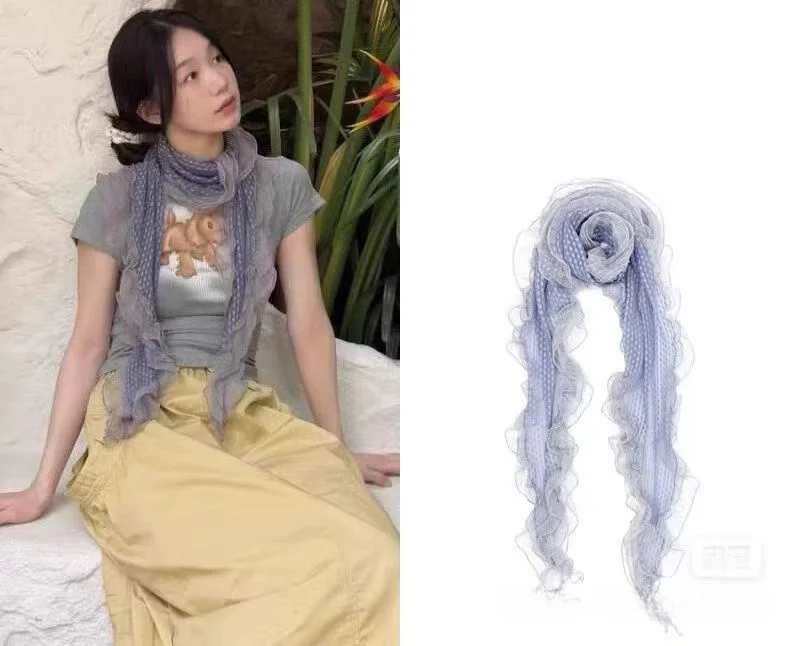 Ранний глаз, синий кружевной шарф в горошек, модный шелковый шарф Dongdaemun, модный блоггер Sle, весенне-осенний цвет
Ранний глаз, синий кружевной шарф в горошек, модный шелковый шарф Dongdaemun, модный блоггер Sle, весенне-осенний цвет