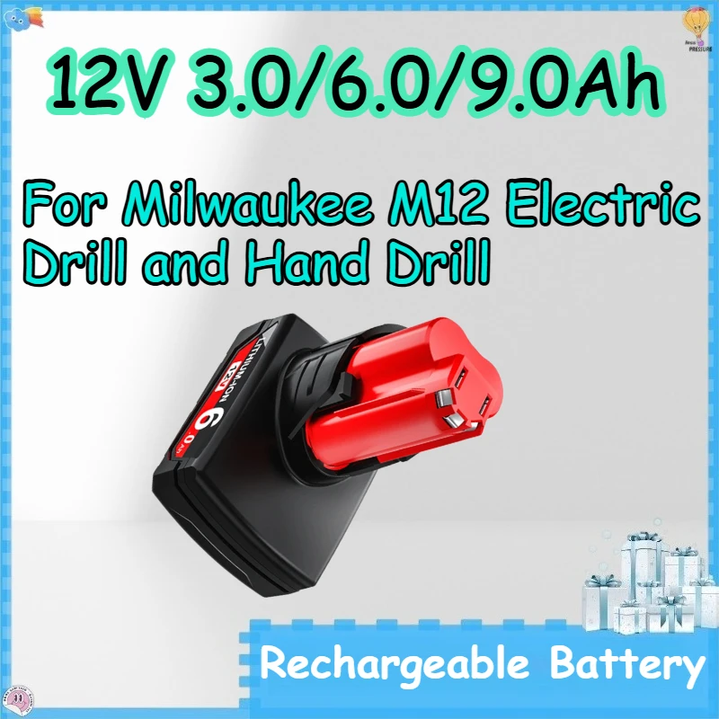 12V 3.0/6.0/9.0Ah Rechargeable Batteries for Milwaukee M12 Electric Drill and Hand Drill Electric Tool Batteries
12V 3.0/6.0/9.0Ah Rechargeable Batteries for Milwaukee M12 Electric Drill and Hand Drill Electric Tool Batteries