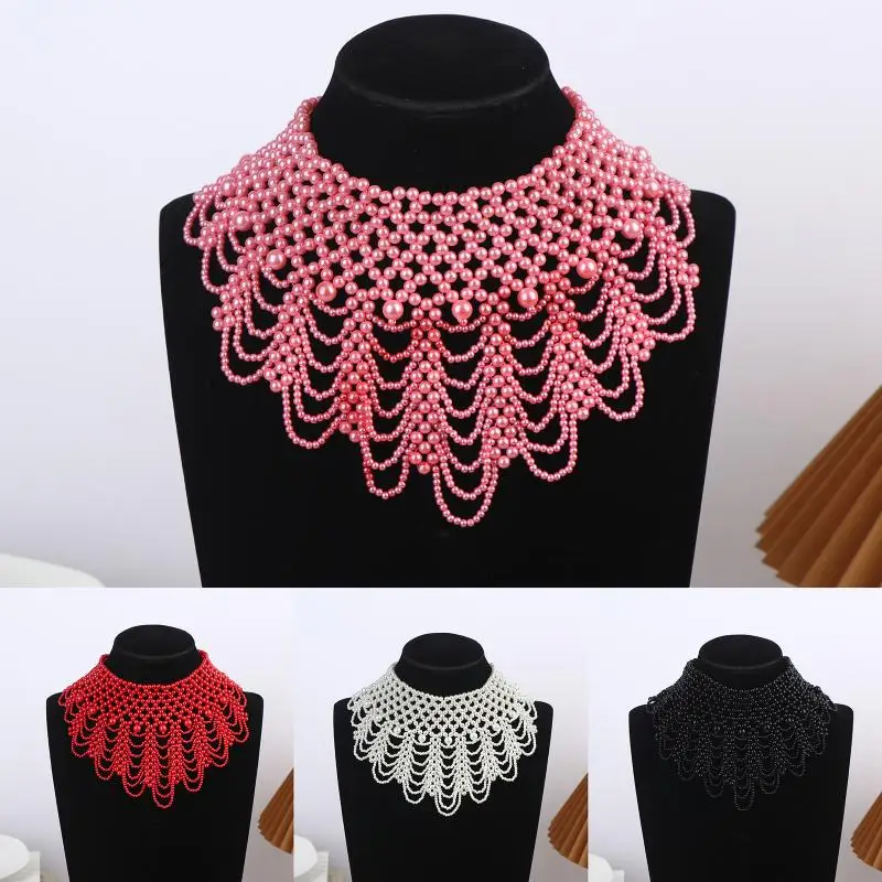 ☛Imitation Pearl Fake Collar Necklace Hollow Design Imitation Pearl Bib Necklace Multi Layer Detachable Collar Dress Accessory
☛Imitation Pearl Fake Collar Necklace Hollow Design Imitation Pearl Bib Necklace Multi Layer Detachable Collar Dress Accessory