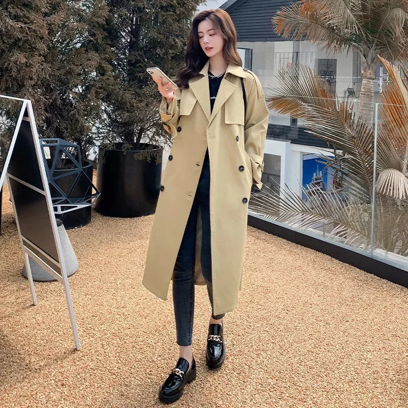 Women's Fashion Autumn Slim Trench Coats Solid Turn-Down Collar Long Sleeves Belt Decoration Double Breasted Female Coats
Women's Fashion Autumn Slim Trench Coats Solid Turn-Down Collar Long Sleeves Belt Decoration Double Breasted Female Coats