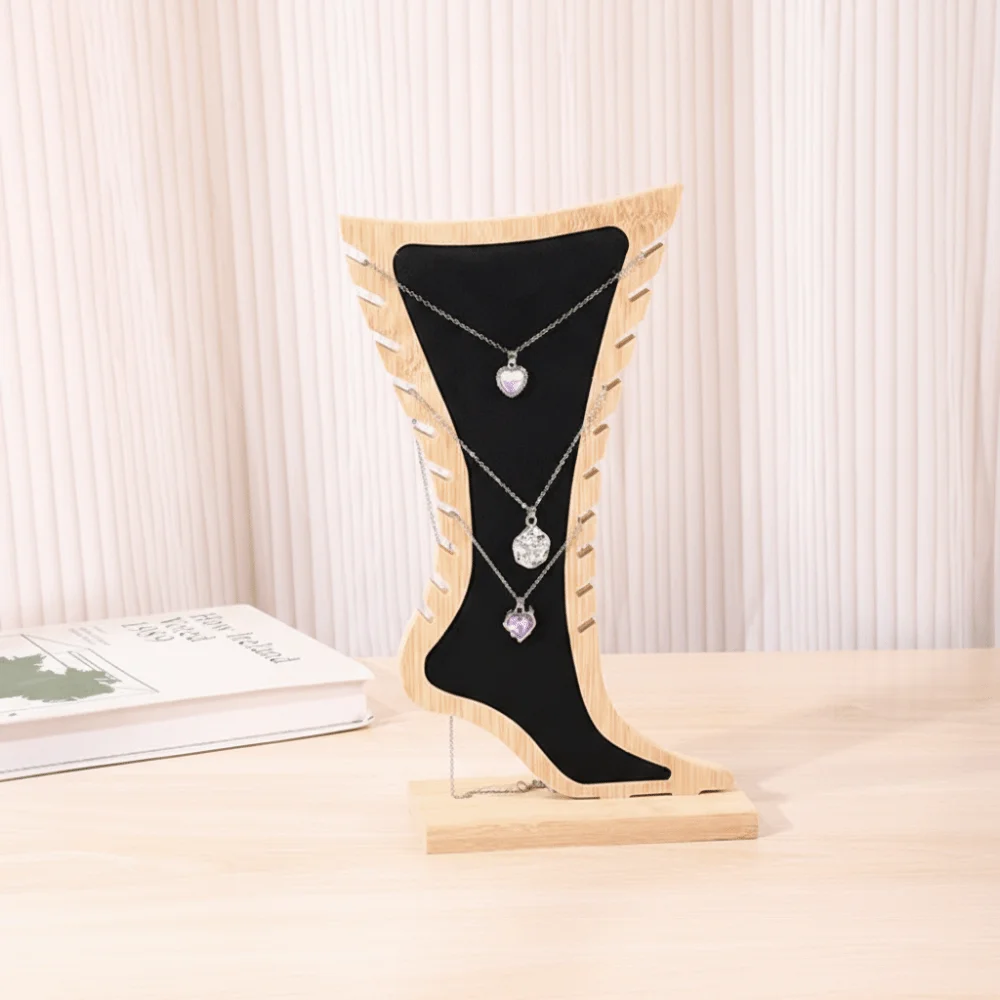 Foot Shaped Necklace Display Stand Creative Elegant Velvet Wooden Board Holder Decoration Save Space Jewelry Hanging Stand
Foot Shaped Necklace Display Stand Creative Elegant Velvet Wooden Board Holder Decoration Save Space Jewelry Hanging Stand