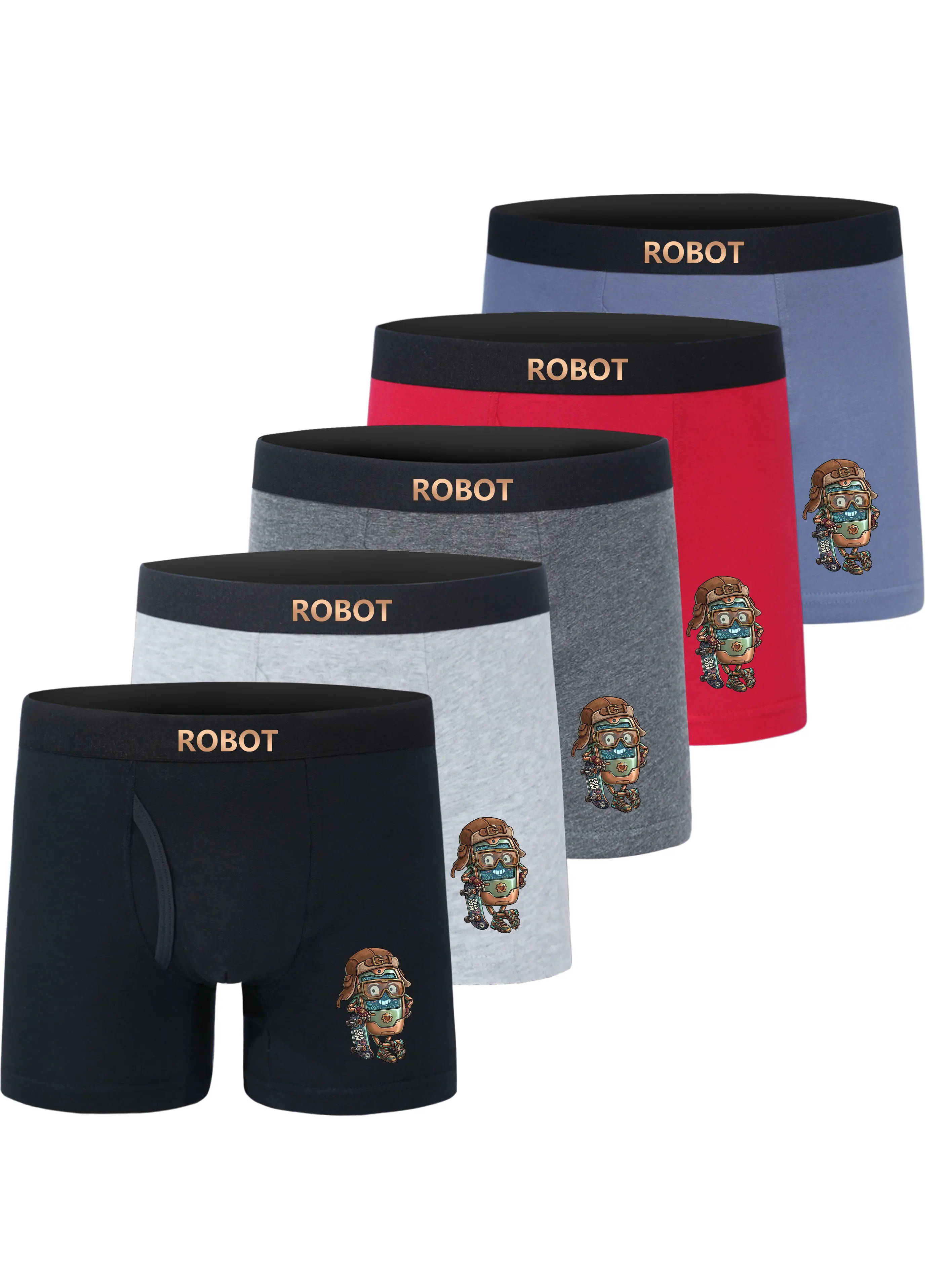 5PCS Boys Summer Cotton Boxer Briefs Cool Robot Print Soft Breathable Kids Underpants Children's Panties
5PCS Boys Summer Cotton Boxer Briefs Cool Robot Print Soft Breathable Kids Underpants Children's Panties