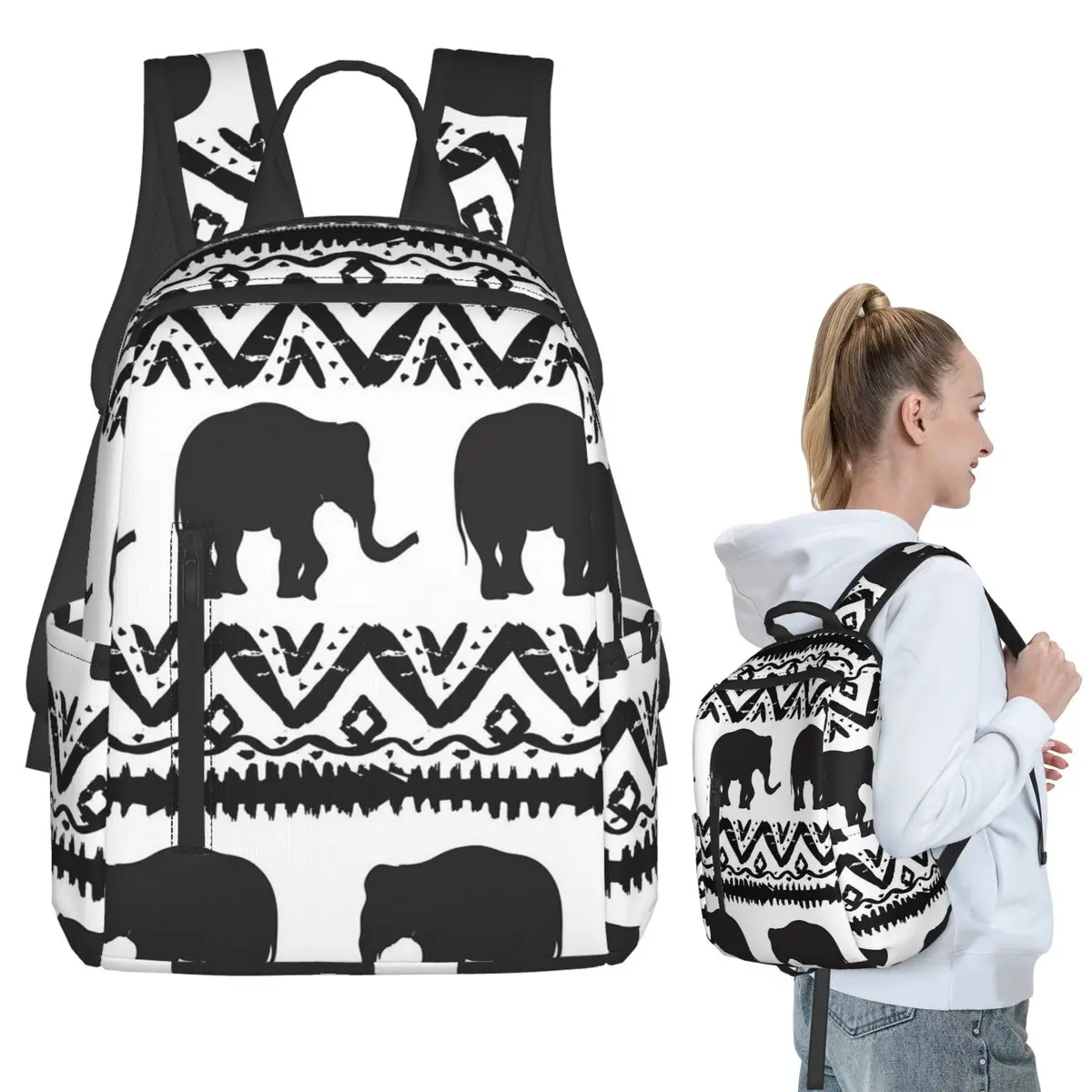 Black White Ethnic Elephant Totem Backpack Student BookBag Children School Bag Laptop Shoulder Bags Men Women
Black White Ethnic Elephant Totem Backpack Student BookBag Children School Bag Laptop Shoulder Bags Men Women