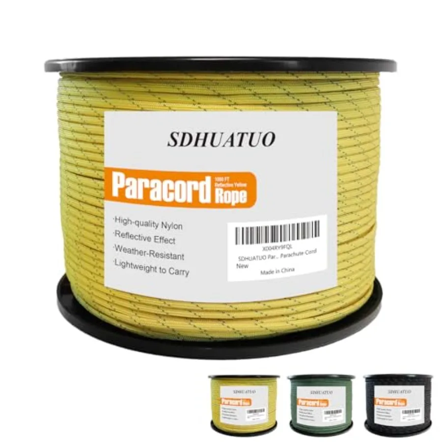 Paracord Rope 1000Feet 550lb Type III Nylon Parachute Cord 7-Strand Core with Reflective Strips Utility String for Survival Cam
Paracord Rope 1000Feet 550lb Type III Nylon Parachute Cord 7-Strand Core with Reflective Strips Utility String for Survival Cam
