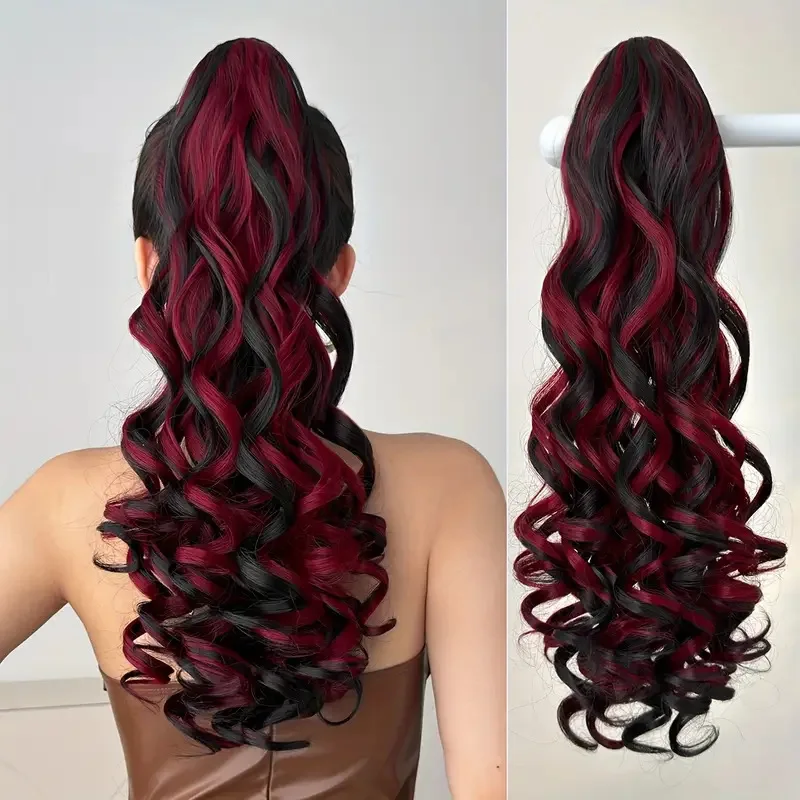 Women's Long Curly Drawstring Ponytail Black with Red Highlights Heat Resistant Synthetic Hair for Daily Wear
Women's Long Curly Drawstring Ponytail Black with Red Highlights Heat Resistant Synthetic Hair for Daily Wear