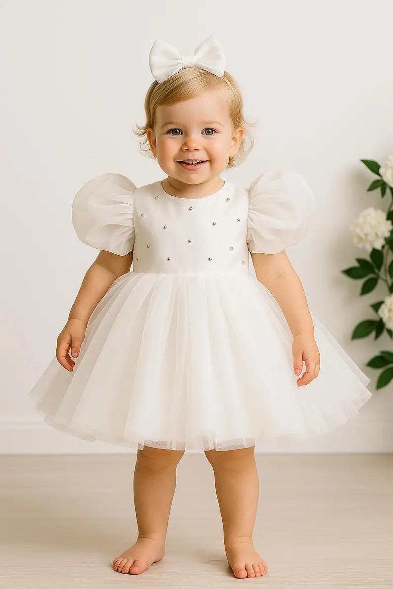 White Organza Flower Girl Dress: Tulle Princess Birthday Gown , Baptsim , Christenin Outfit, Handmade for Wedding Party
White Organza Flower Girl Dress: Tulle Princess Birthday Gown , Baptsim , Christenin Outfit, Handmade for Wedding Party
