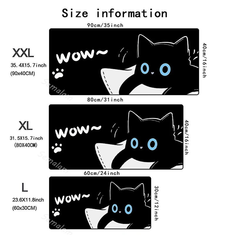 1pc Cute Blue Eye Cat Desk Mat Large Black Gaming Mouse Pad Non-slip Rubber Base Stitched Edge Keyboard Pads PC Table for Office
1pc Cute Blue Eye Cat Desk Mat Large Black Gaming Mouse Pad Non-slip Rubber Base Stitched Edge Keyboard Pads PC Table for Office