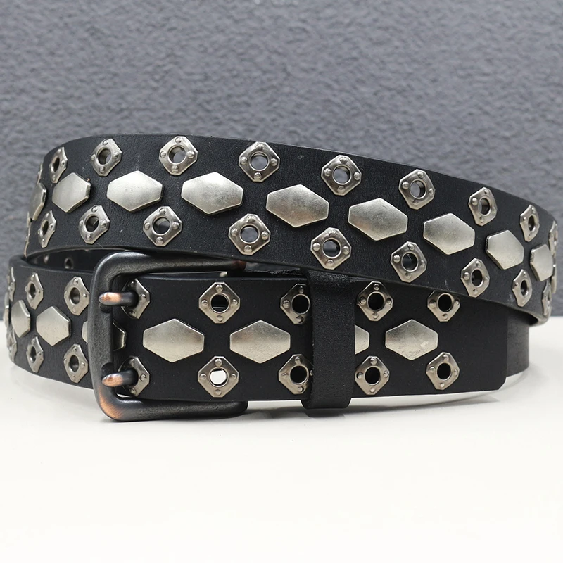 men fashion punk gothic rivets belts natural leather studded belt double pin buckle waistband black trendy womens strapon leash
men fashion punk gothic rivets belts natural leather studded belt double pin buckle waistband black trendy womens strapon leash