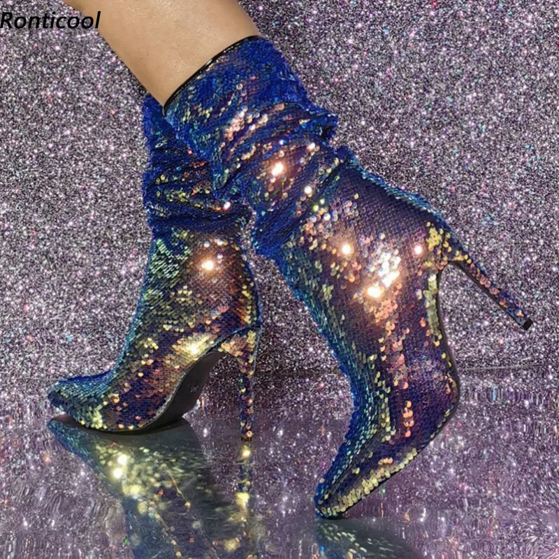 Ronticool New Women Winter Mid Calf Boots Sequin Thin High Heels Pointed Toe Beautiful Party Shoes Ladies Size 35-47
Ronticool New Women Winter Mid Calf Boots Sequin Thin High Heels Pointed Toe Beautiful Party Shoes Ladies Size 35-47