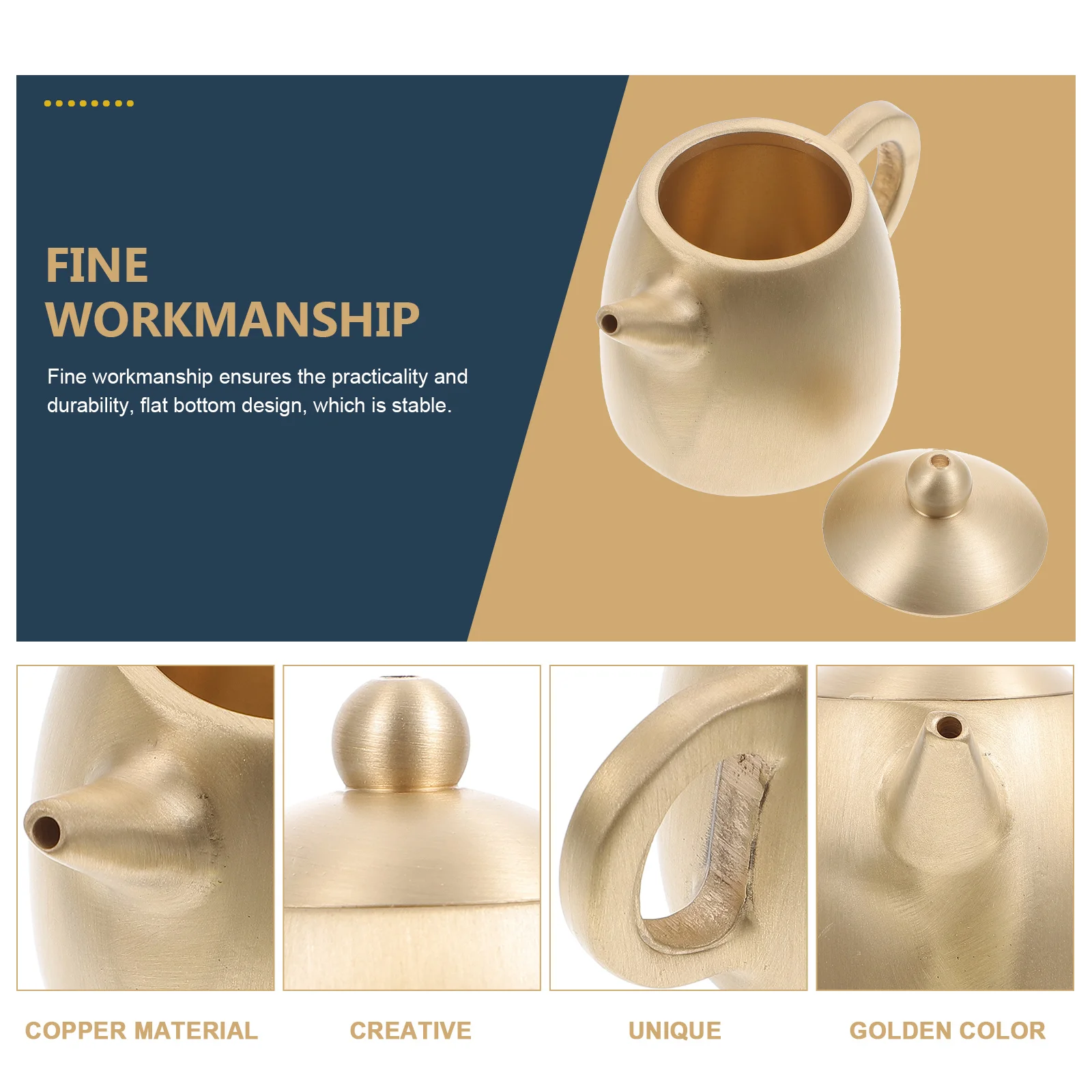 Creative Copper Teapot Desktop Decor Exquisite Tea Kettle Home Office Adornment Compact Size Copper Teapot Adornment
Creative Copper Teapot Desktop Decor Exquisite Tea Kettle Home Office Adornment Compact Size Copper Teapot Adornment