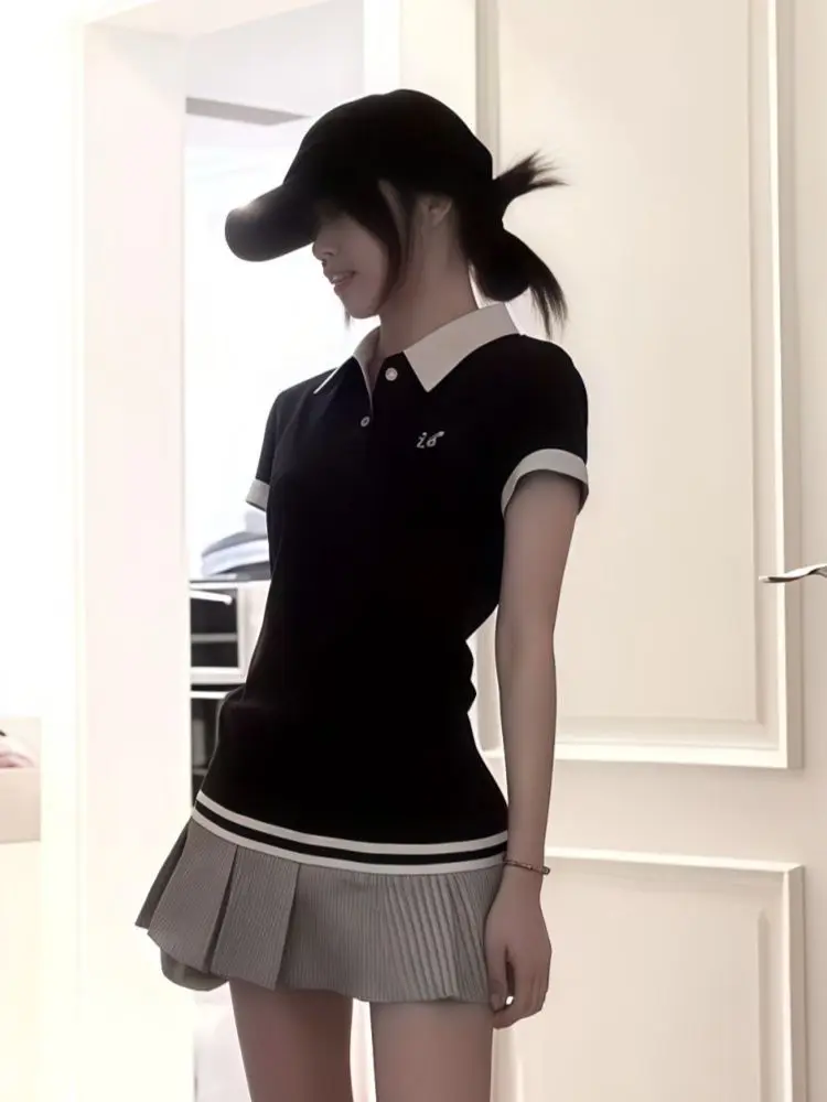 Korean Simple All Match Turn Down Collar T Shirts Constrast Color Striped Pleated Short Skirt Y2k Aesthetic Preppy Two Piece Set
Korean Simple All Match Turn Down Collar T Shirts Constrast Color Striped Pleated Short Skirt Y2k Aesthetic Preppy Two Piece Set