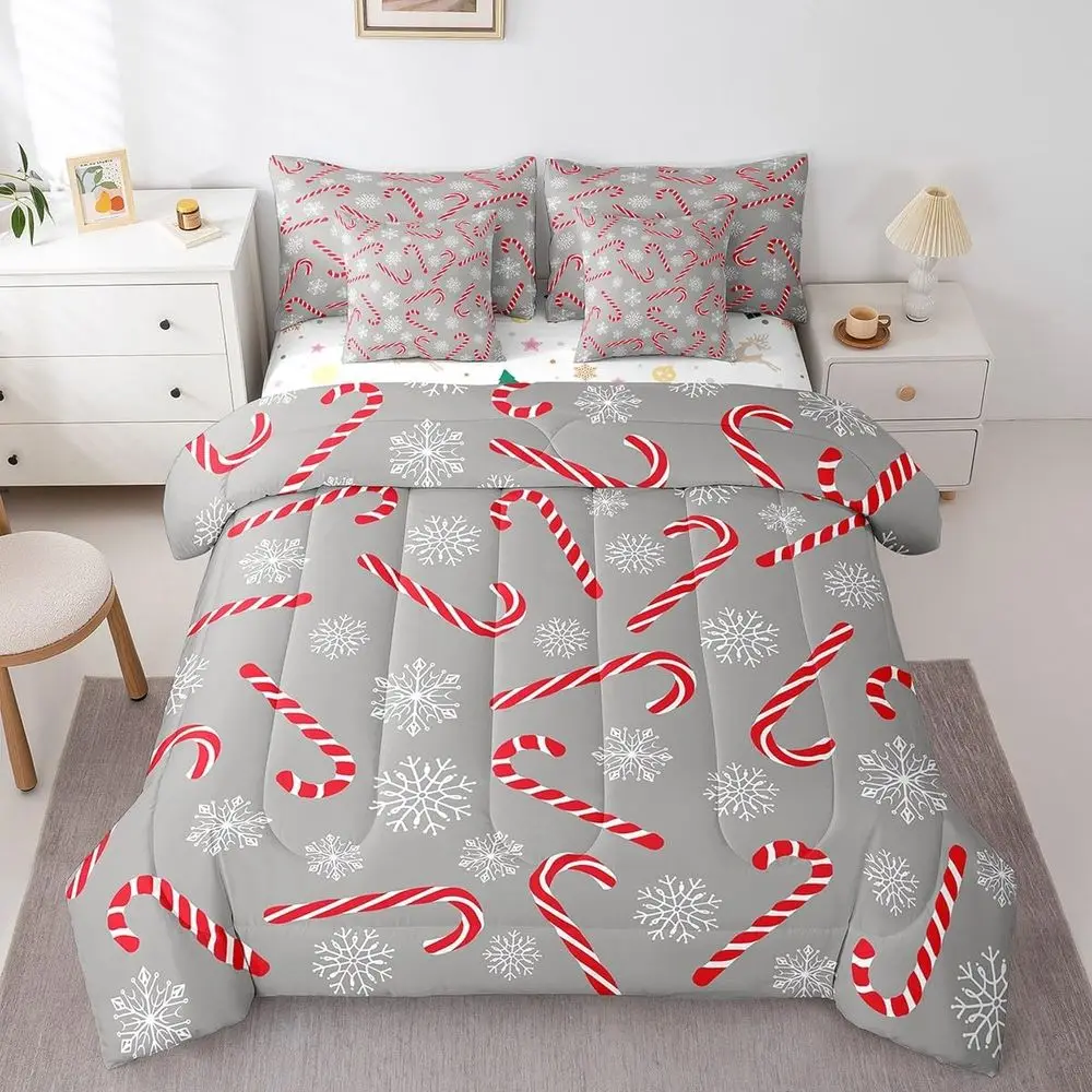 7-Piece Christmas Candy Cane Bedding Set for Kids, Winter Wonderland Comforter with Sheet Set
7-Piece Christmas Candy Cane Bedding Set for Kids, Winter Wonderland Comforter with Sheet Set