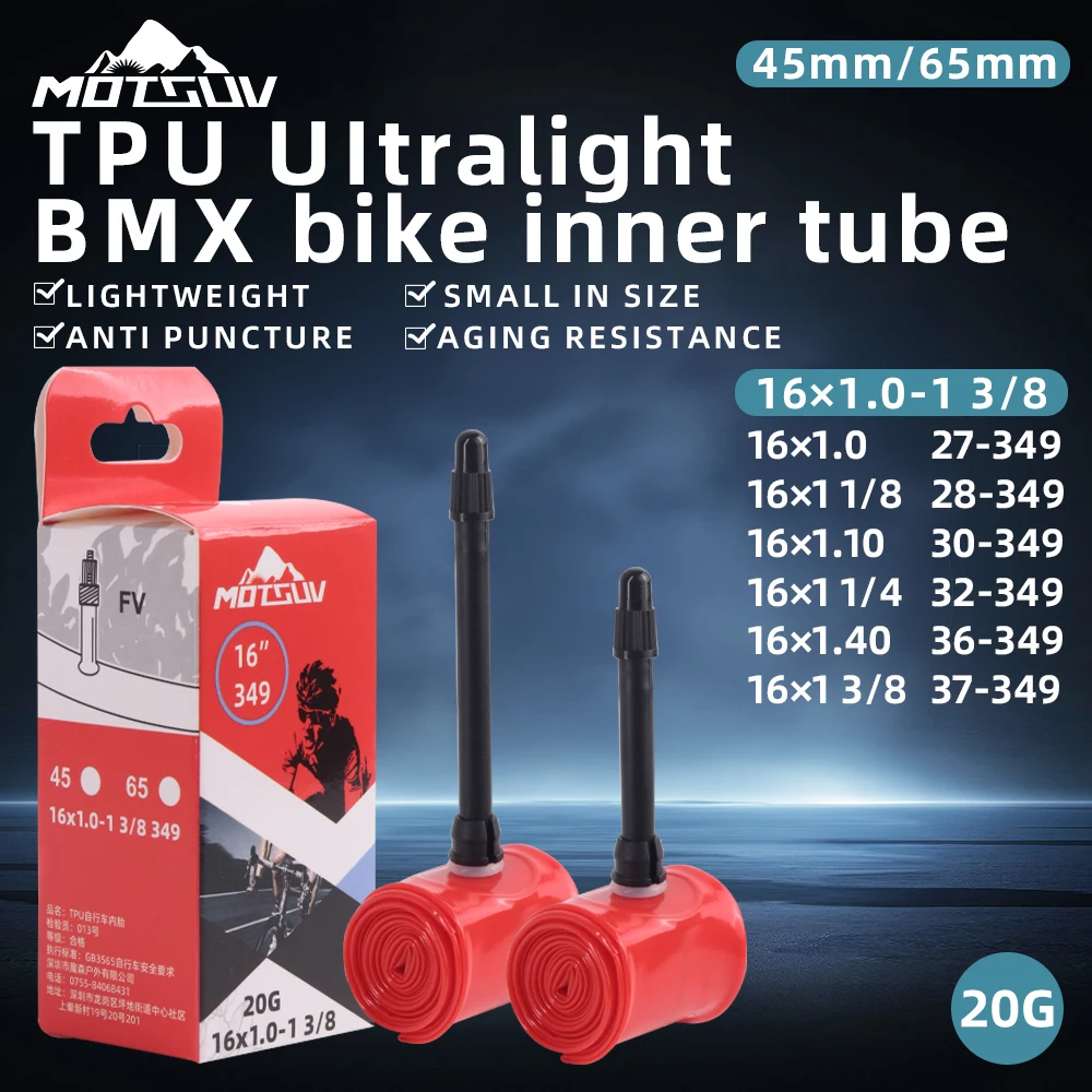 MOTSUV 1PSC Ultralight road Bike Inner Tube 16×1.0-1.3/8 Inches MTB Cycling TPU Material Tire 45mm 65MM French Valve Super Light
MOTSUV 1PSC Ultralight road Bike Inner Tube 16×1.0-1.3/8 Inches MTB Cycling TPU Material Tire 45mm 65MM French Valve Super Light
