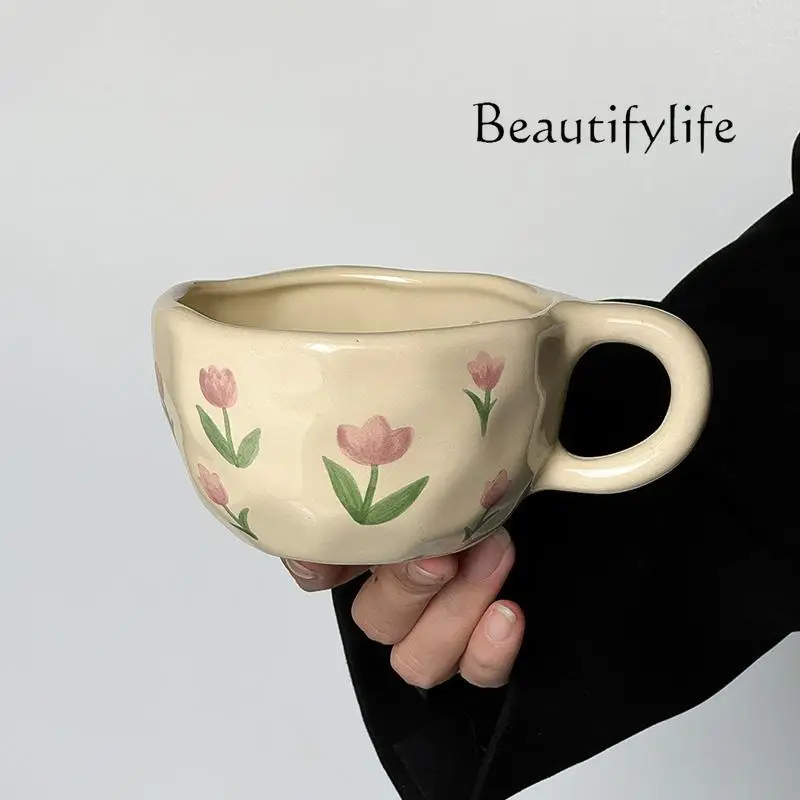 Ceramic mug, floral high-value breakfast cup, cow milk water household coffee cup
Ceramic mug, floral high-value breakfast cup, cow milk water household coffee cup