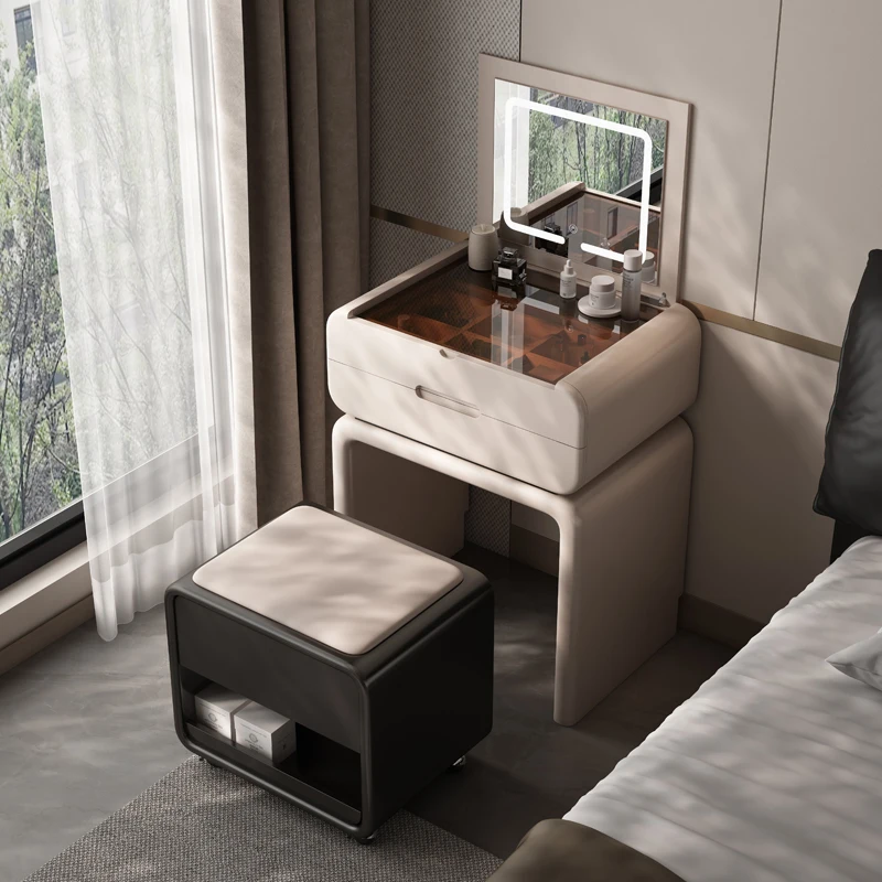 Small apartment dresser with stool, makeup table, storage cabinet, simple mini dresser
Small apartment dresser with stool, makeup table, storage cabinet, simple mini dresser