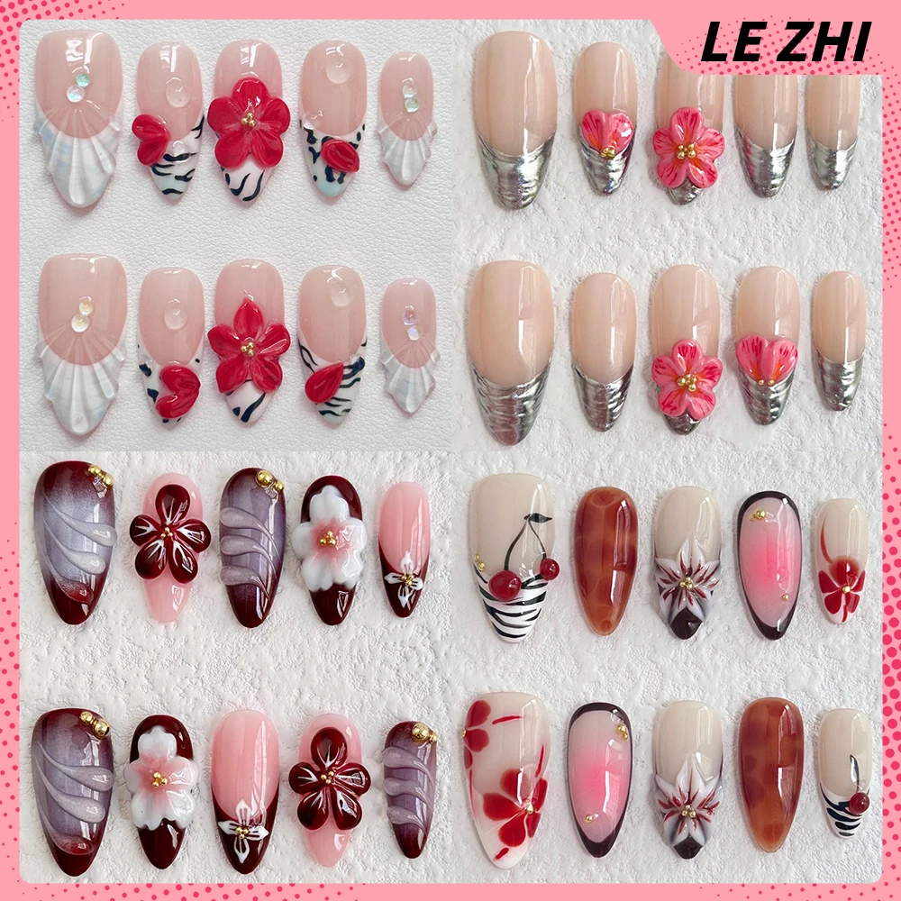 10Pcs Colorful 3D Flowers Handmade Press On Nails Sweet Cool Pearl Diamond Cherry Design French Almond Wearable Fake Nail
10Pcs Colorful 3D Flowers Handmade Press On Nails Sweet Cool Pearl Diamond Cherry Design French Almond Wearable Fake Nail