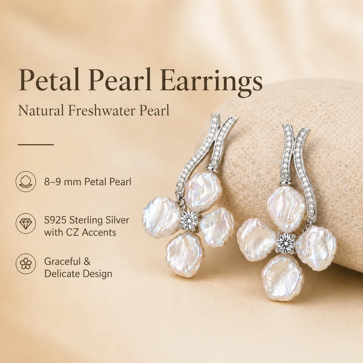 Natural Freshwater Pearl Flower Drop Earrings for Women, S925 Sterling Silver CZ Dangle Earrings, Elegant Wedding Jewelry
Natural Freshwater Pearl Flower Drop Earrings for Women, S925 Sterling Silver CZ Dangle Earrings, Elegant Wedding Jewelry