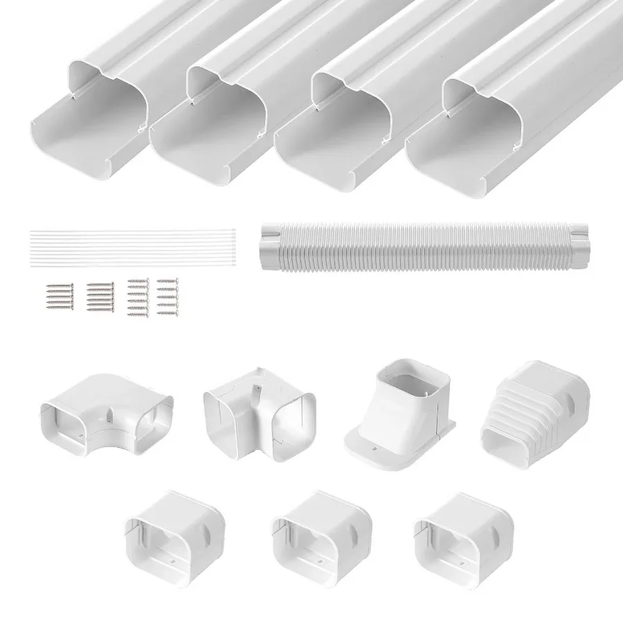 Mini Split Line Set Cover 3-inch W 15.8Ft L PVC Drative Pipe Line Cover For Air Conditioner with 4 Straight Ducts and Full Com
Mini Split Line Set Cover 3-inch W 15.8Ft L PVC Drative Pipe Line Cover For Air Conditioner with 4 Straight Ducts and Full Com