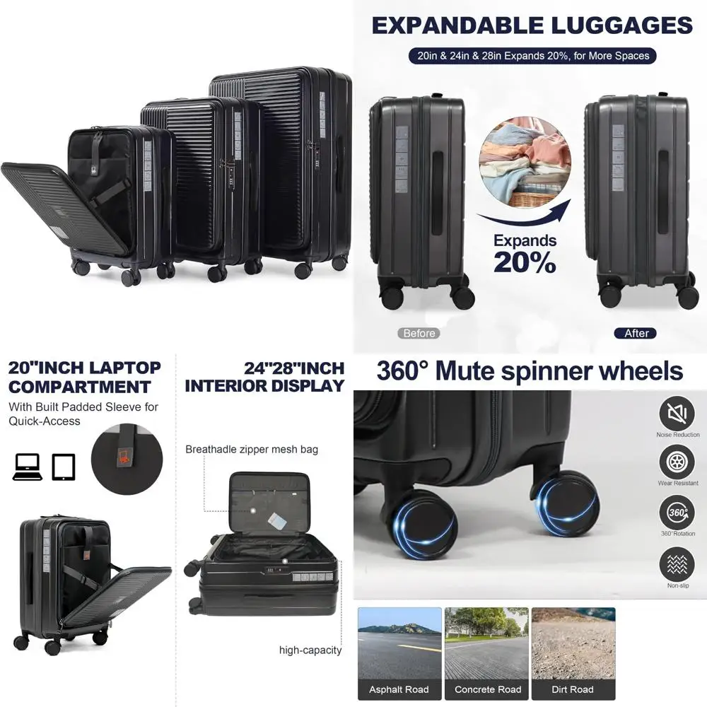 Комплект багажа Hardside Spinner из 3 предметов с передним карманом, размер ручной клади, замок tsa
Комплект багажа Hardside Spinner из 3 предметов с передним карманом, размер ручной клади, замок tsa