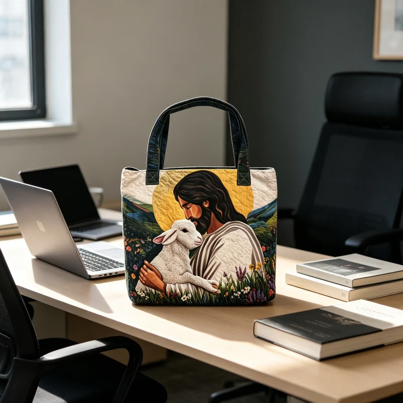 Spacious Christian Faith Tote Bag, 2Pcs Set Jesus Lamb Print Quilted Handbag with Cosmetic Bag
Spacious Christian Faith Tote Bag, 2Pcs Set Jesus Lamb Print Quilted Handbag with Cosmetic Bag