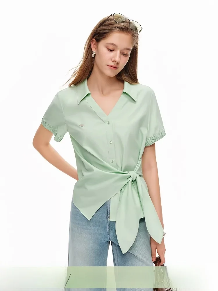 Waist-Cinching Casual Shirt for Women New Summer Commute Fashionable Loose Fit Button-Up Top Cotton Blend Short Sleeve V-Neck
Waist-Cinching Casual Shirt for Women New Summer Commute Fashionable Loose Fit Button-Up Top Cotton Blend Short Sleeve V-Neck
