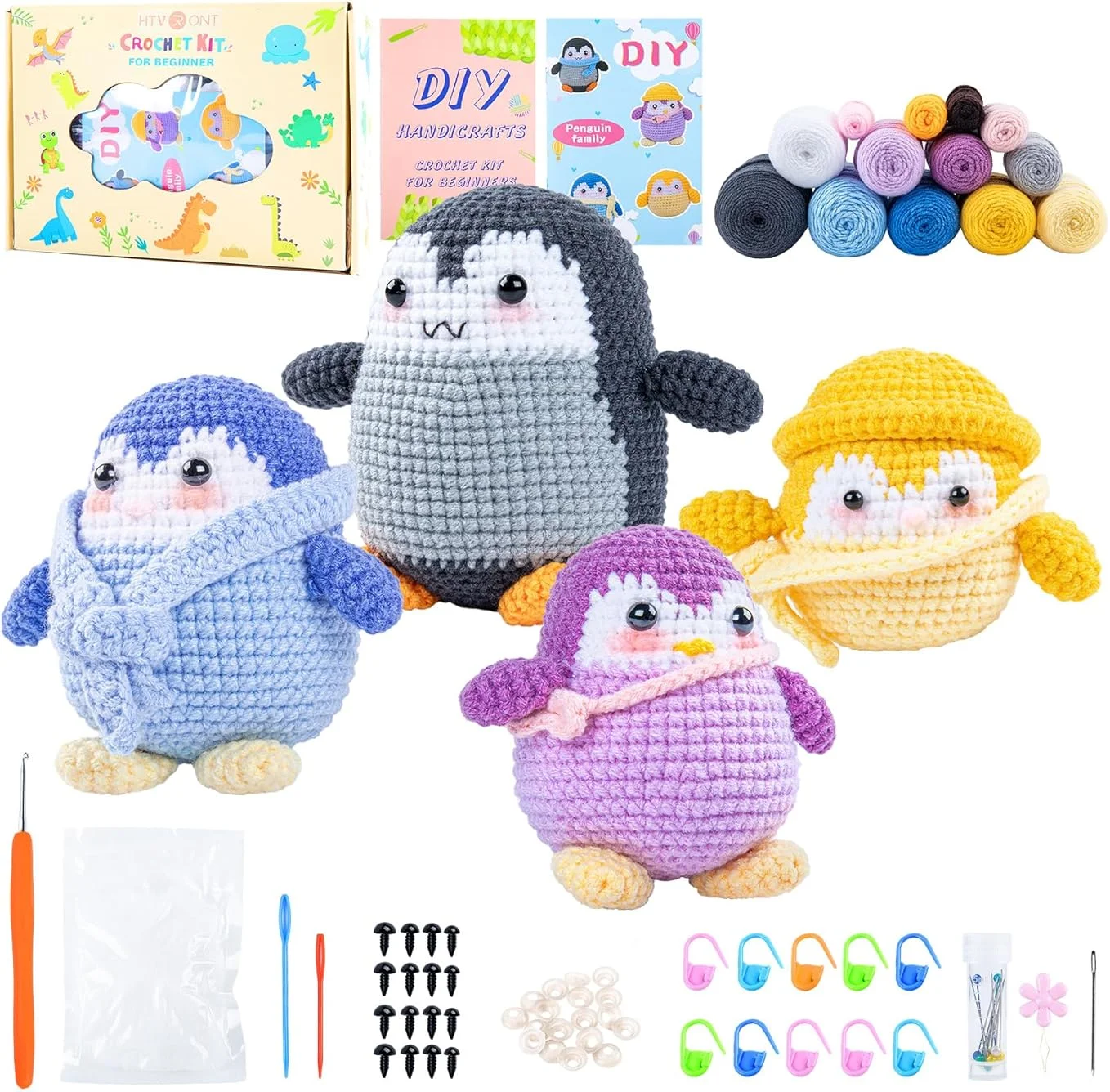 HTVRONT Crochet Animal Kit for Beginners With Video Tutorial Cotton Knitting Yarn Thread Needles Hook Knit Tool Set DIY Craft
HTVRONT Crochet Animal Kit for Beginners With Video Tutorial Cotton Knitting Yarn Thread Needles Hook Knit Tool Set DIY Craft