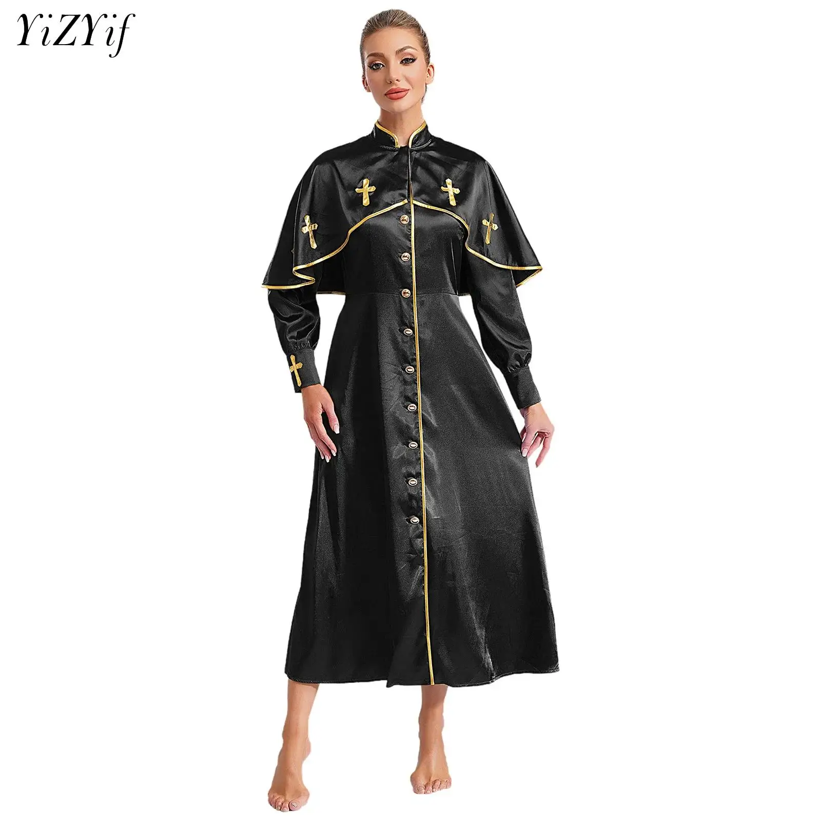 Женское платье с металлической отделкой для церковного хора, платье священника, духовенство, поклонение, похвала, танцевальное длинное платье, Хэллоуин, косплей, тематический костюм для вечеринки
Женское платье с металлической отделкой для церковного хора, платье священника, духовенство, поклонение, похвала, танцевальное длинное платье, Хэллоуин, косплей, тематический костюм для вечеринки