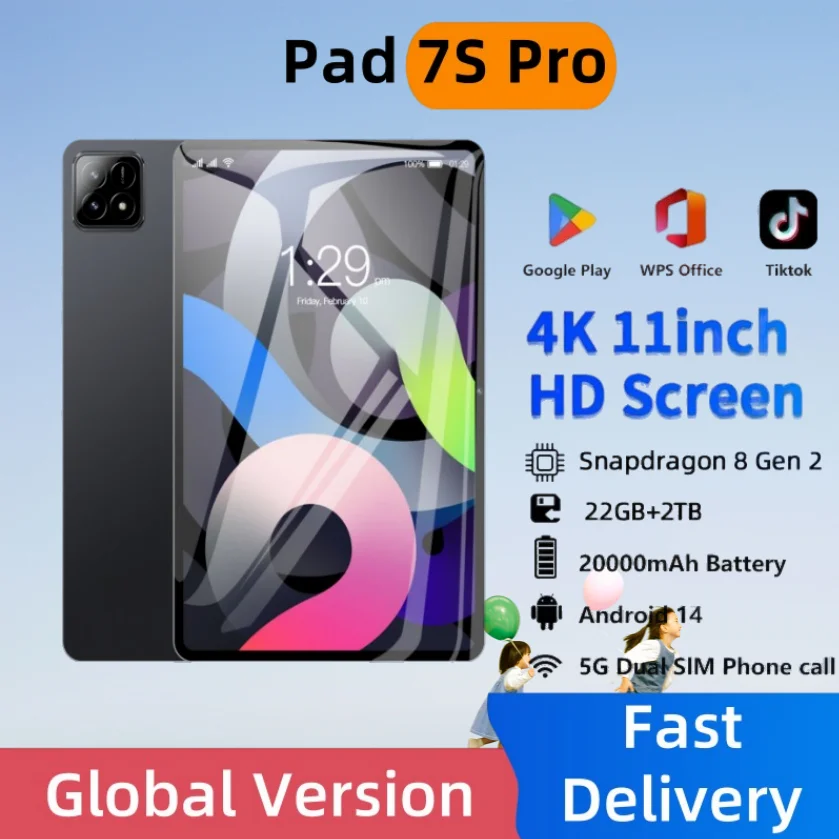 Global Edition Tablet Pad 7S Pro Snapdragon 888 Android 14 HD 4K 22GB+2TB 16MP+32MP Bluetooth 5.0 5G Dual SIM WIFI Office Tablet
Global Edition Tablet Pad 7S Pro Snapdragon 888 Android 14 HD 4K 22GB+2TB 16MP+32MP Bluetooth 5.0 5G Dual SIM WIFI Office Tablet