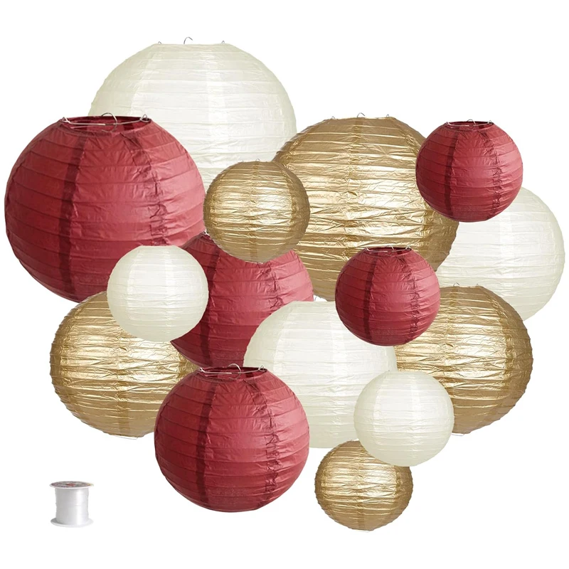 Round Hanging Paper Lanterns Decorations for Graduation Bachelorette Wedding Birthday Party Supplies Maroon/Gold/Ivory 15pcs
Round Hanging Paper Lanterns Decorations for Graduation Bachelorette Wedding Birthday Party Supplies Maroon/Gold/Ivory 15pcs