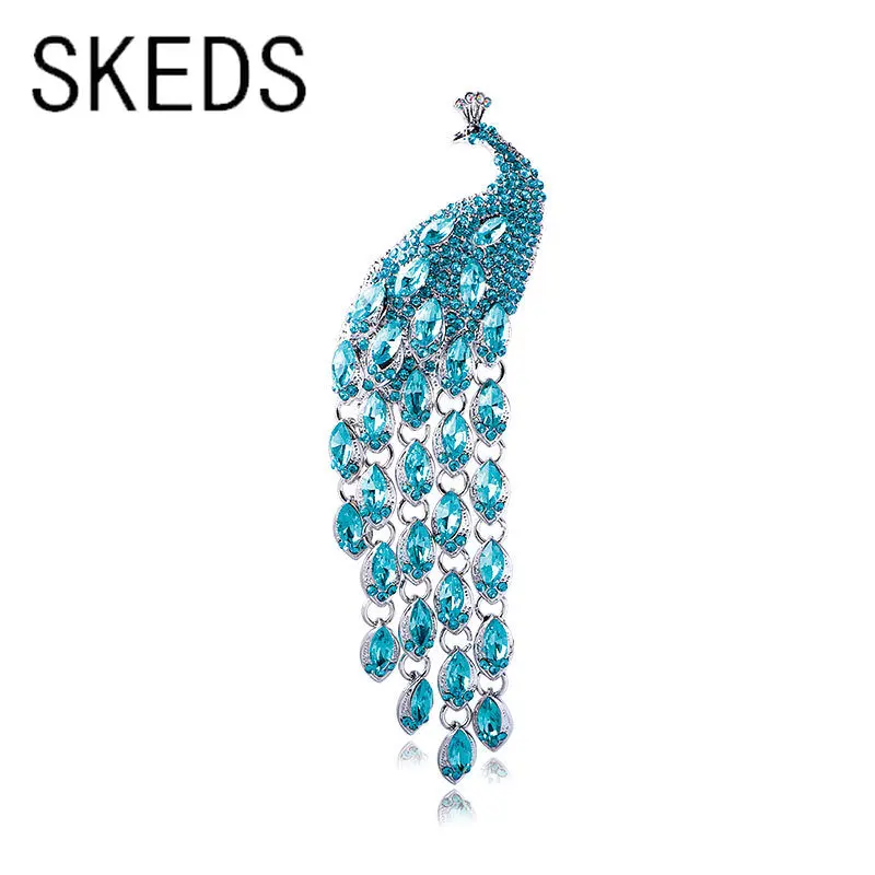 SKEDS Women's Elegant Long Tassel Big Peacock Crystal Brooches Accessories Fashion Lady Luxury Boutique Decoration Banquet Pins
SKEDS Women's Elegant Long Tassel Big Peacock Crystal Brooches Accessories Fashion Lady Luxury Boutique Decoration Banquet Pins