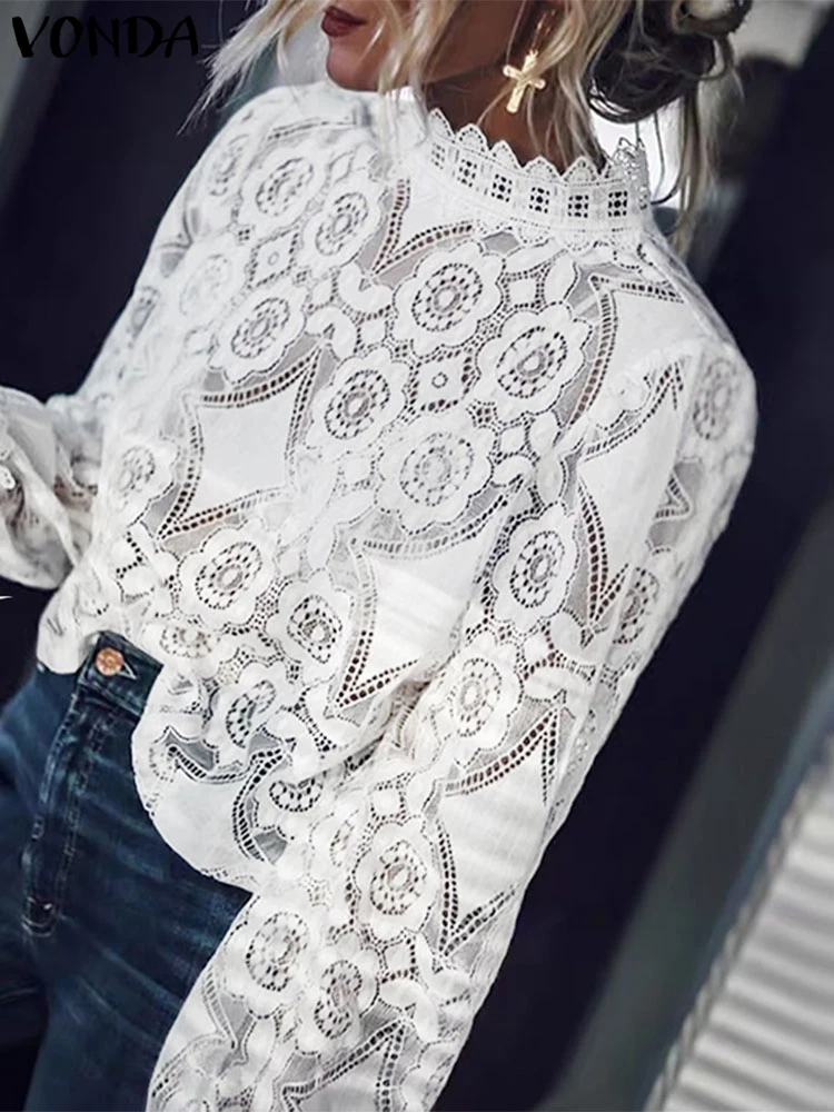 Women Lace Tops 2025 VONDA Casual Hollow Out Blouse Summer Beach Style Shirts Bohemian Loose Shirts Oversized O-Neck Blusas
Women Lace Tops 2025 VONDA Casual Hollow Out Blouse Summer Beach Style Shirts Bohemian Loose Shirts Oversized O-Neck Blusas