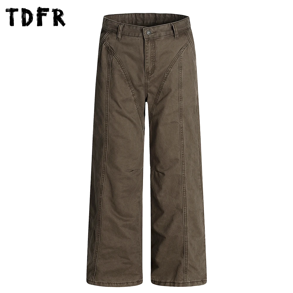 Spliced Cargo Pants Mens Pocket Washed Distressed Retro Casual Loose Straight-leg Wide leg pants Men
Spliced Cargo Pants Mens Pocket Washed Distressed Retro Casual Loose Straight-leg Wide leg pants Men