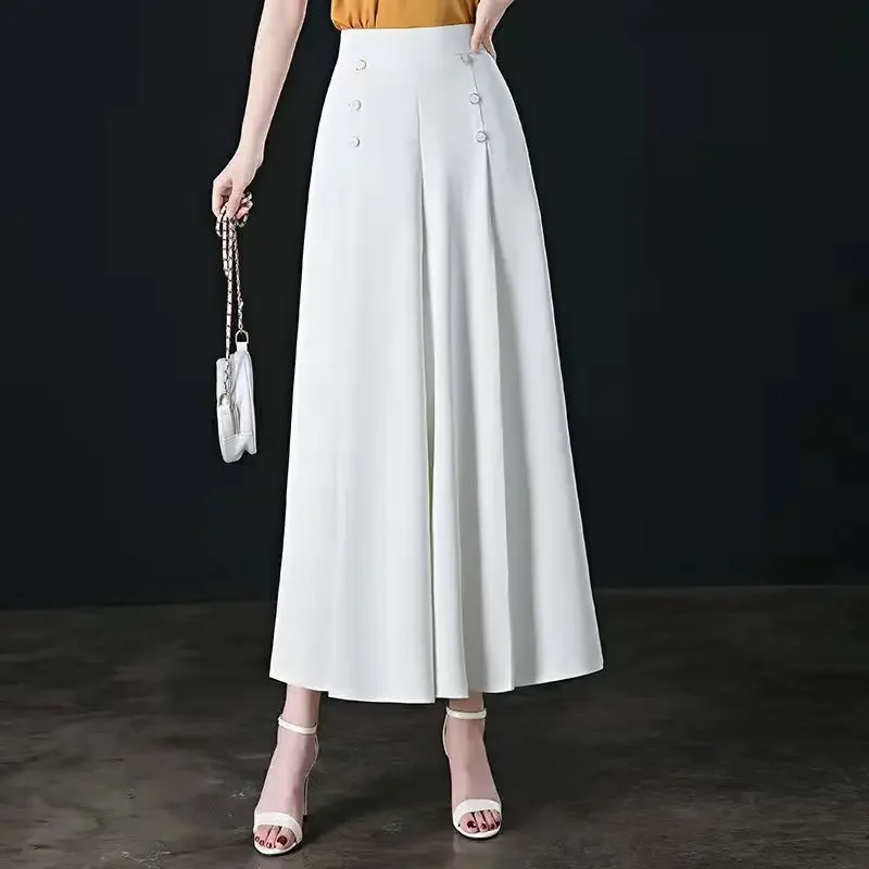 Pockets Elastic Waist Comfortable Summer Thin Women's Clothing Elegant Vintage Loose Straight Solid Color Button Wide Leg Pants
Pockets Elastic Waist Comfortable Summer Thin Women's Clothing Elegant Vintage Loose Straight Solid Color Button Wide Leg Pants