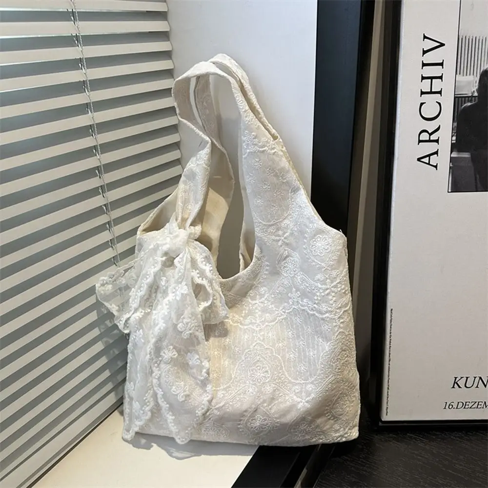 Shopping Tote Bag Lace Shoulder Bag With Ribbon Kawaii Simple Canvas Handbag Korean Style Simple Large Capacity Bag Work
Shopping Tote Bag Lace Shoulder Bag With Ribbon Kawaii Simple Canvas Handbag Korean Style Simple Large Capacity Bag Work