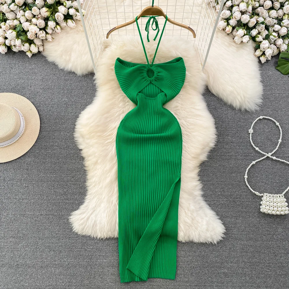 Sweet Knitted Slimming Dress High Waist mid Length Split Neck Hanging Shoulder Elegant Ladylike Style Polyester Fiber No Sleeve
Sweet Knitted Slimming Dress High Waist mid Length Split Neck Hanging Shoulder Elegant Ladylike Style Polyester Fiber No Sleeve