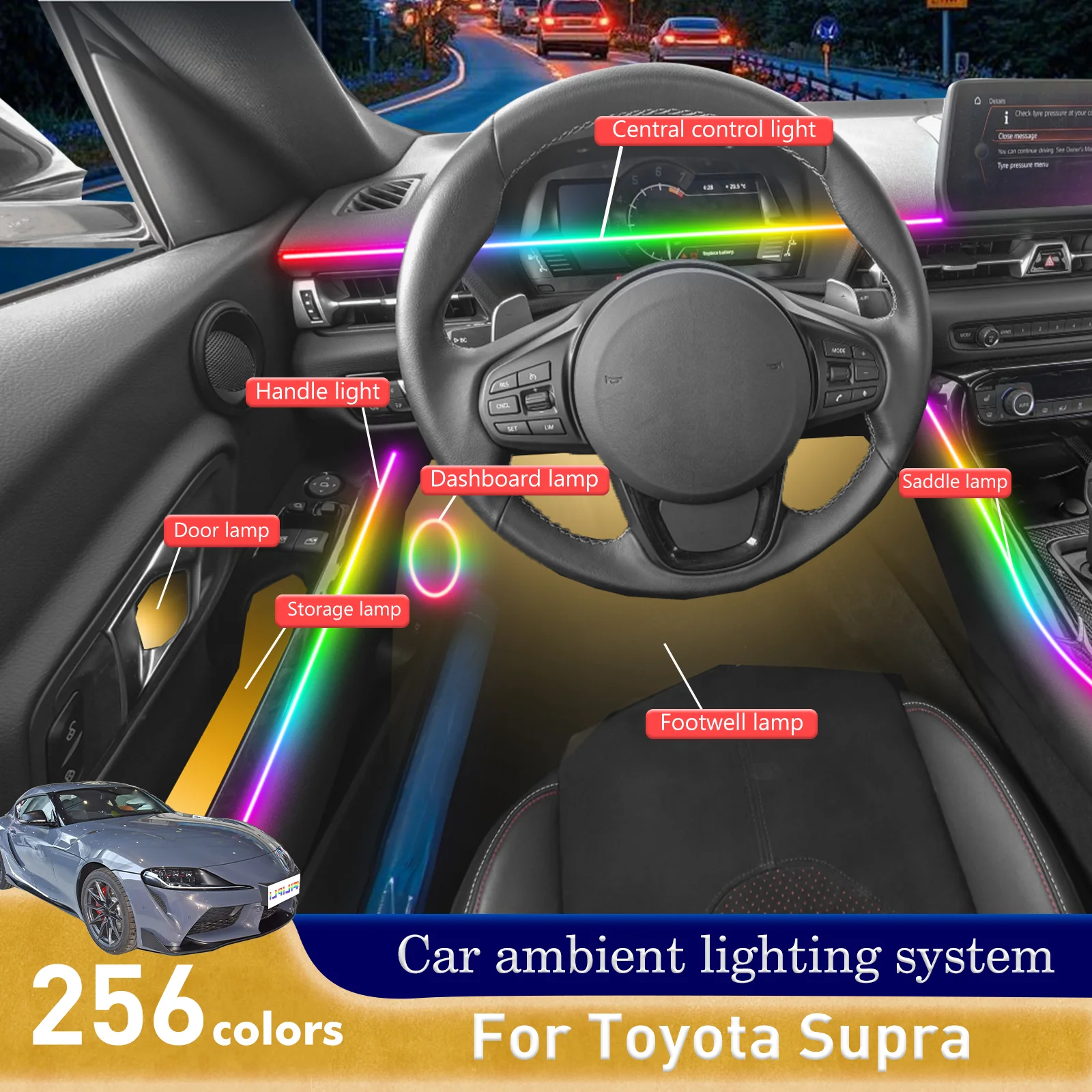 For Toyota Supra Smart Remote Control Car Interior Ambient Light RGB 64 Colors LED Energy Saving Efficient Lamp Kit
For Toyota Supra Smart Remote Control Car Interior Ambient Light RGB 64 Colors LED Energy Saving Efficient Lamp Kit