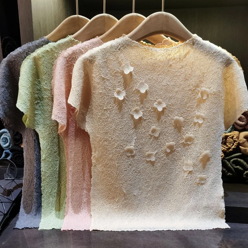 Miyake Pleated T-Shirt 2026 New 3D Flower Solid Color Short Sleeve Simple Casual Lightweight Stretch Women Top No-Iron Clothing
Miyake Pleated T-Shirt 2026 New 3D Flower Solid Color Short Sleeve Simple Casual Lightweight Stretch Women Top No-Iron Clothing